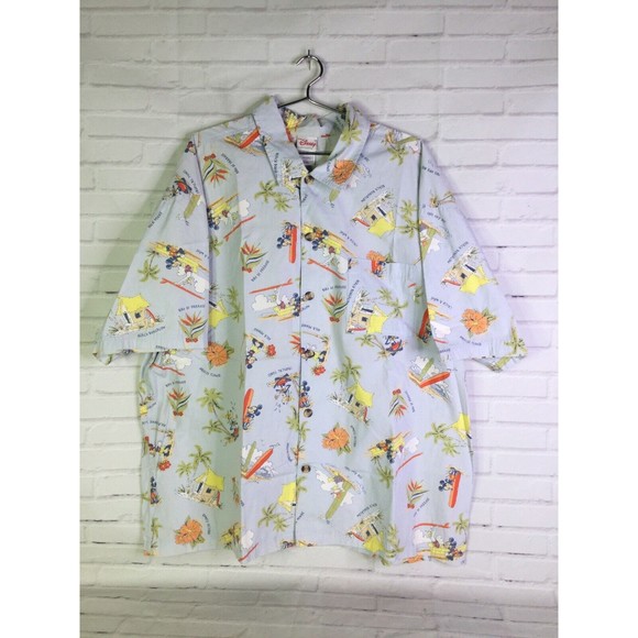 Disney Shopping Mens XXL Mickey Mouse Minnie Goofy Donald Hawaiian Button Shirt - Picture 1 of 10